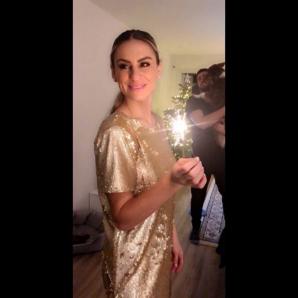 Sequence gold dress